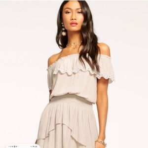 Ramy Brook Off-Shoulder Lace Trim Mini Dress